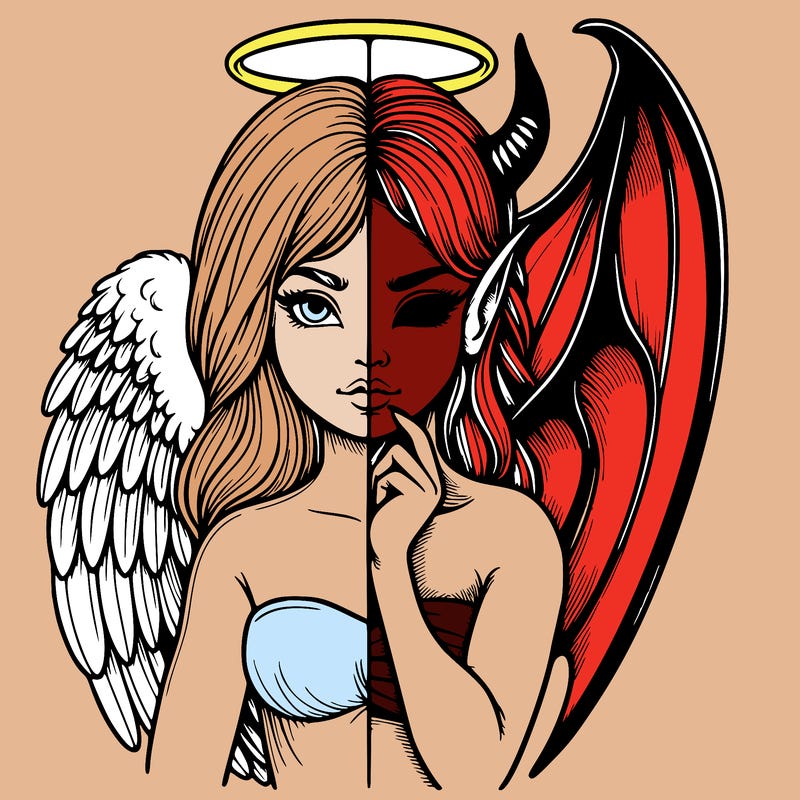 realistic angel half demon