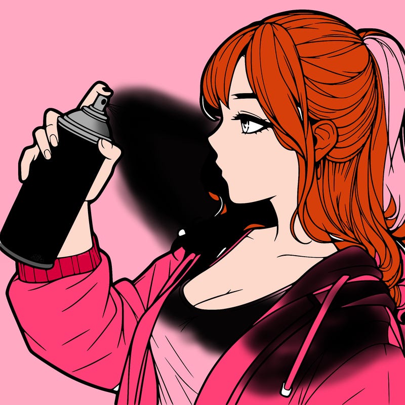 a realistic girl spray, painting