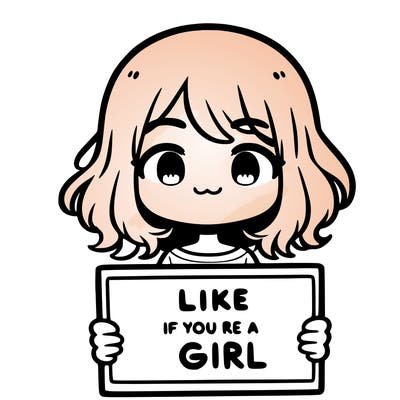 a cute girl holding a sign that says like if you’re a girl