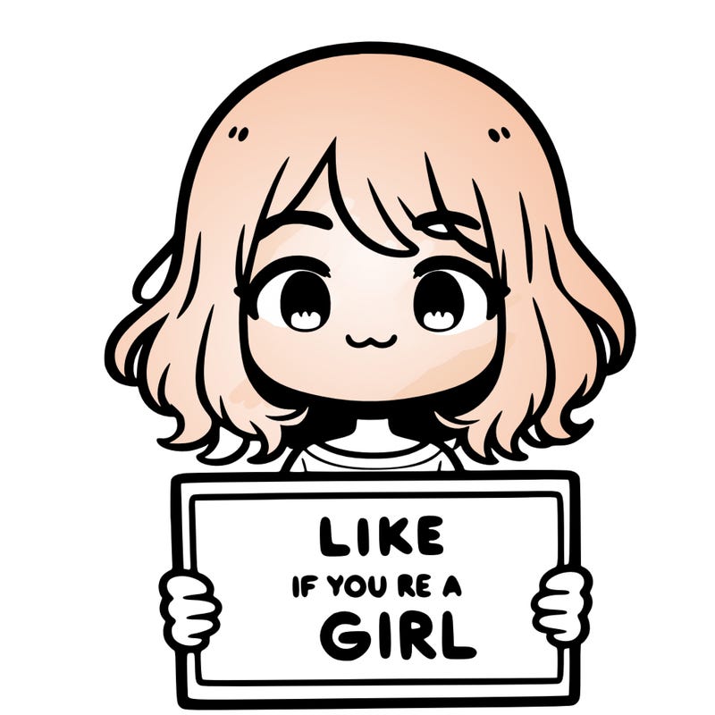 a cute girl holding a sign that says like if you’re a girl