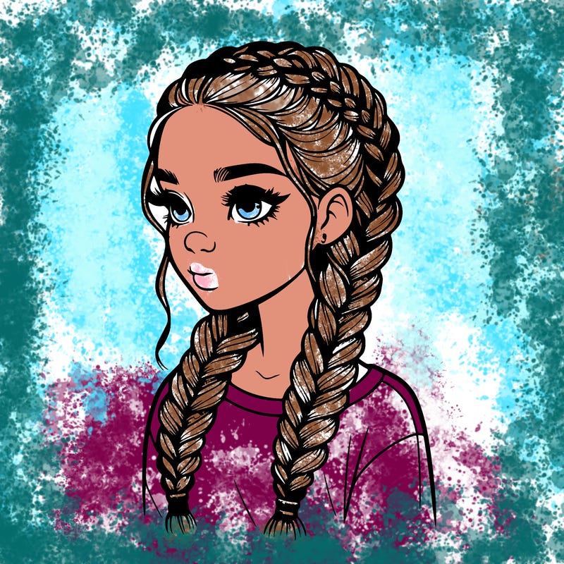 realistic girl with braids