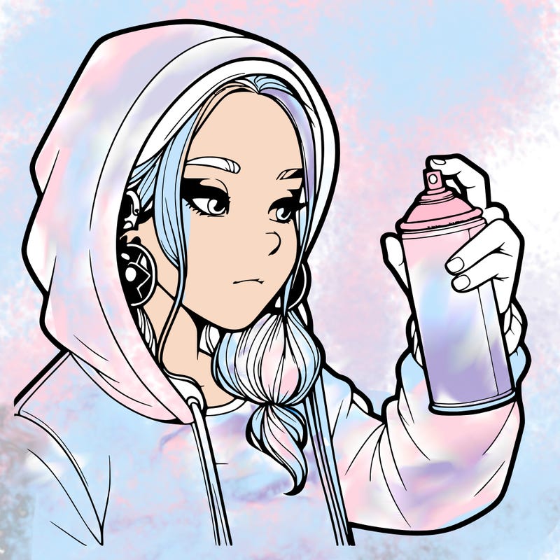 a realistic girl, spray painting