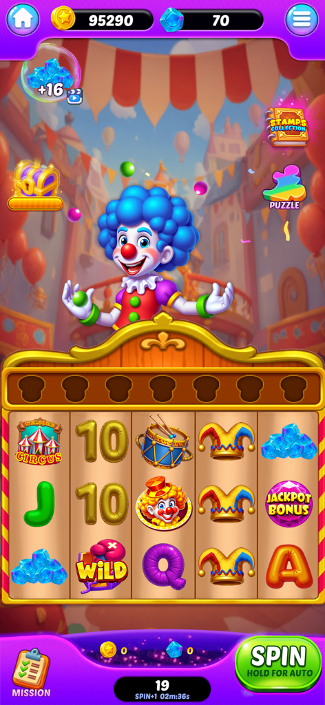 Jackpot Realms - Circus themed slot machine gameplay in Jackpot Realms app