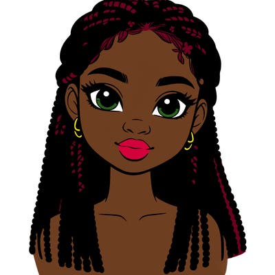 a realistic black girl with braids