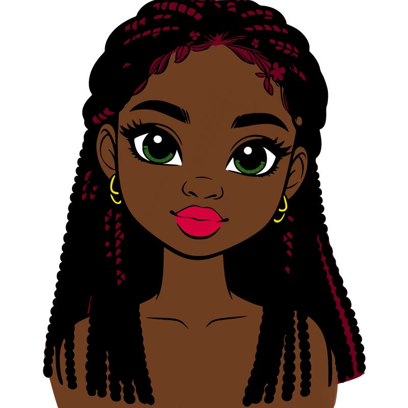 a realistic black girl with braids