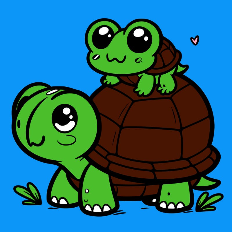 small turtle with a little frog on its back