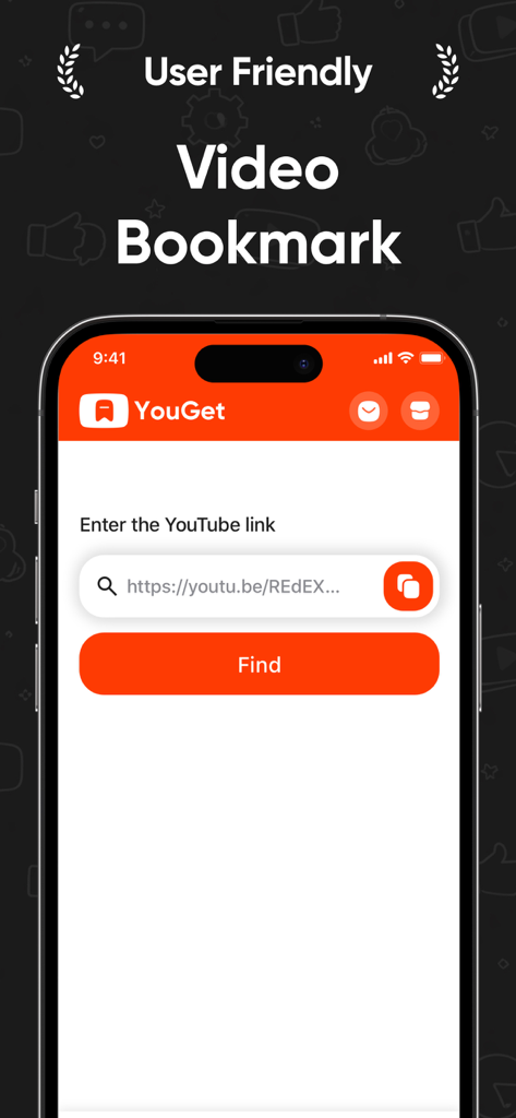 YouGet - Video Saver - Interface do aplicativo YouGet para marcar vídeos do YouTube inserindo um link