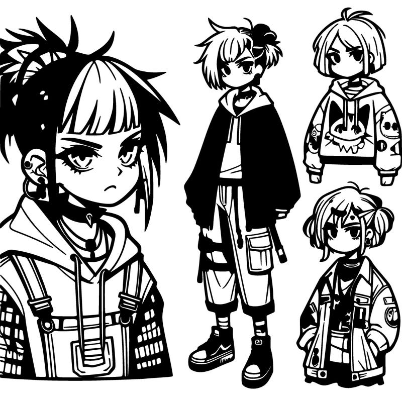 individual streetwear punk anime girl