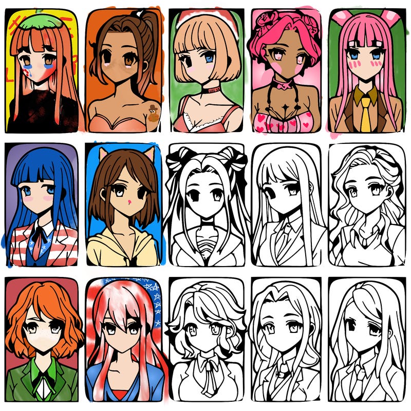 girls that look diffrent anime