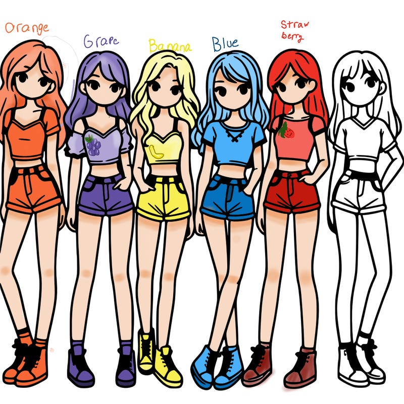 a group of girls wearing crop tops and shorts
