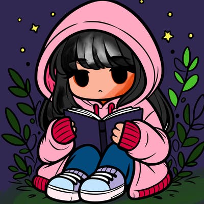 girl in oversized hoodie reading a book