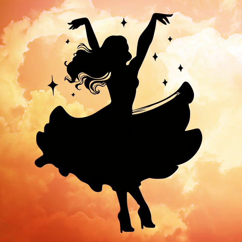 dancer dancing with a shimmery costume on realistic