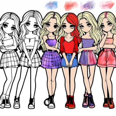 a group of girls realistic