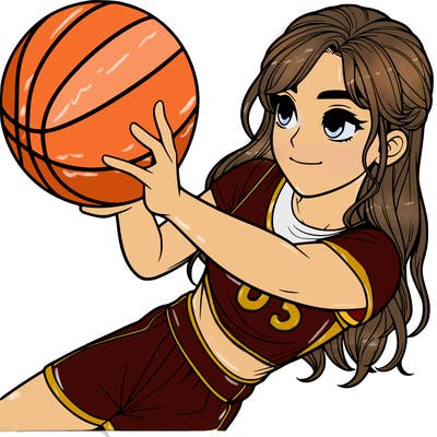 realistic girl playing basketball