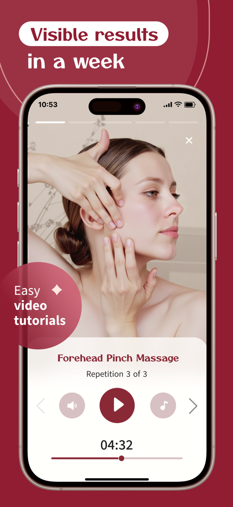 Lumina: Face Yoga - A guided video tutorial for a forehead pinch massage in the Lumina Face Yoga app