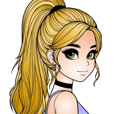 relistic girl with high ponytail