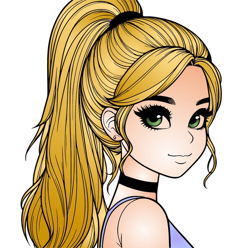 relistic girl with high ponytail
