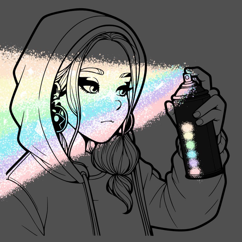 a realistic girl, spray painting