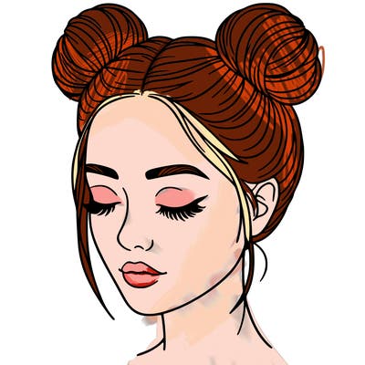 woman with hair buns