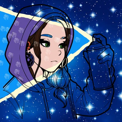 a realistic girl, spray painting