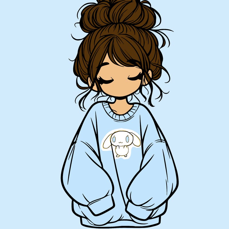 girl with baggy sweatshirt and messy bun