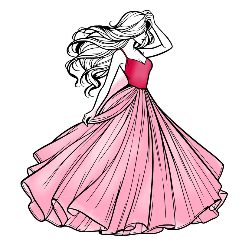 realistic woman with dress flowing in the wind