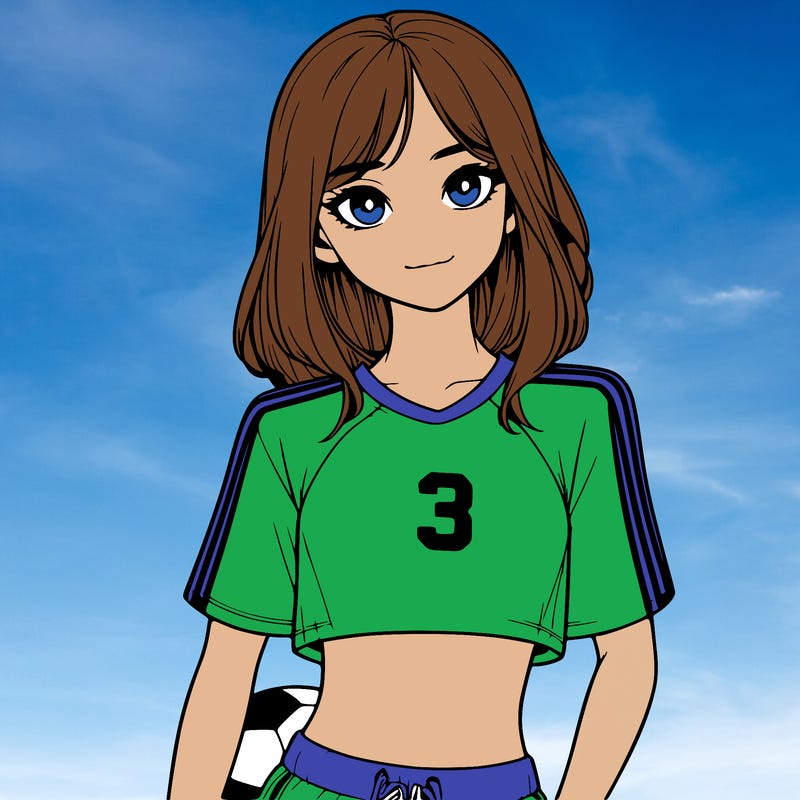 realistic girl wearing soccer jersey