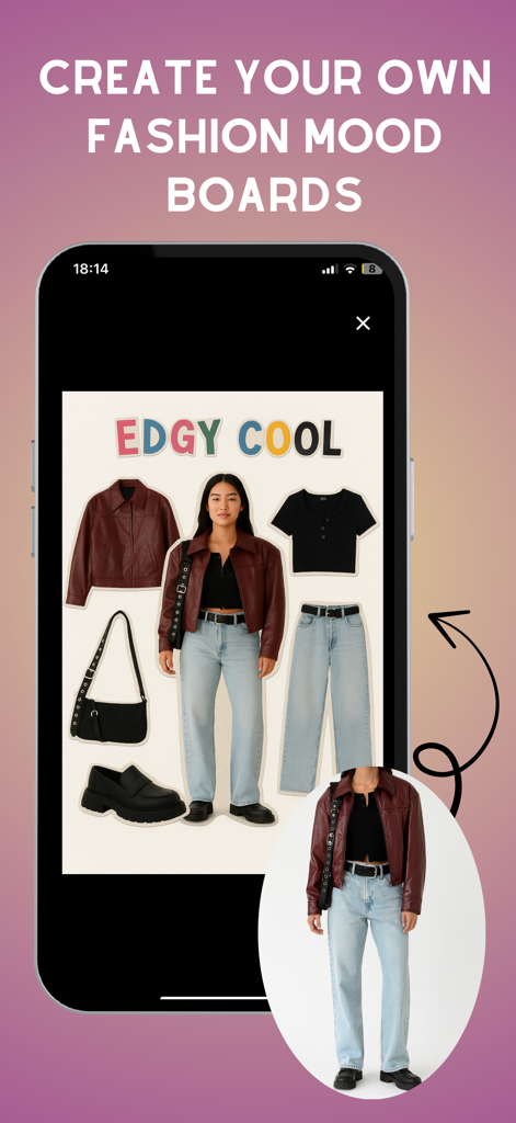 AI Clothes Changer - iCloth - Interface for creating fashion mood boards with different outfit styles in the iCloth app
