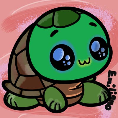 cute little animated turtle