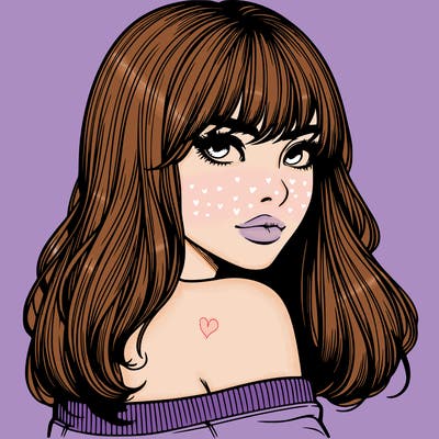 realistic girl with bangs looking over her shoulder