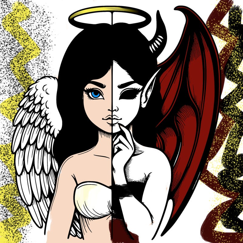 realistic angel half demon