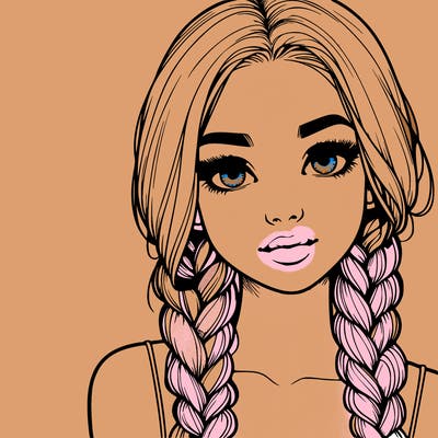 realistic girl with braids