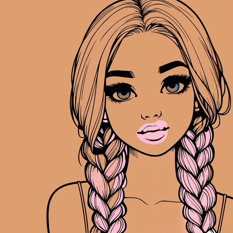 realistic girl with braids