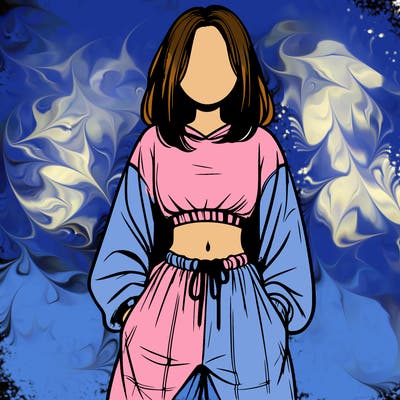 realistic girl faceless with baggy pants and a crop top