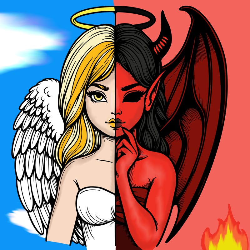 realistic angel half demon