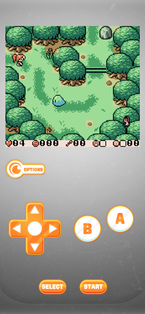 Crunchyroll: Hime’s Quest - 仮想モバイルコントロールを備えた、Crunchyroll Hime's Questのレトロピクセルアートゲームプレイ画面