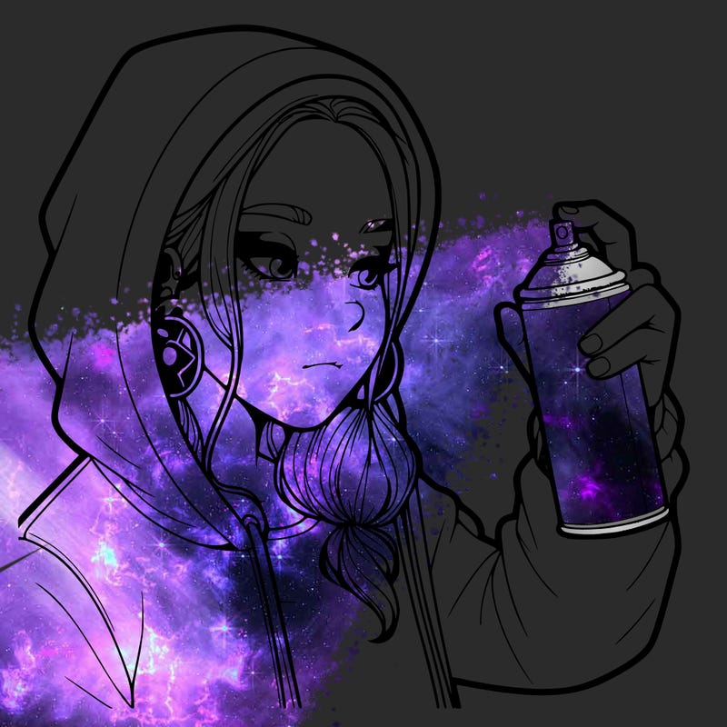 a realistic girl, spray painting