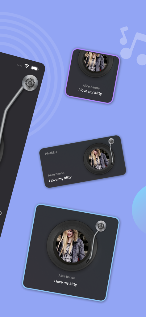 Vinyl Widget- Vinyl Record App - Une sélection de widgets de lecteur de musique vinyle esthétiques dans différentes tailles et dispositions pour la personnalisation de l'écran d'accueil