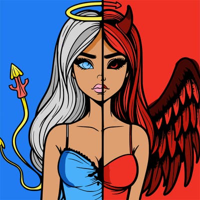 devil vs angel realistic girl
