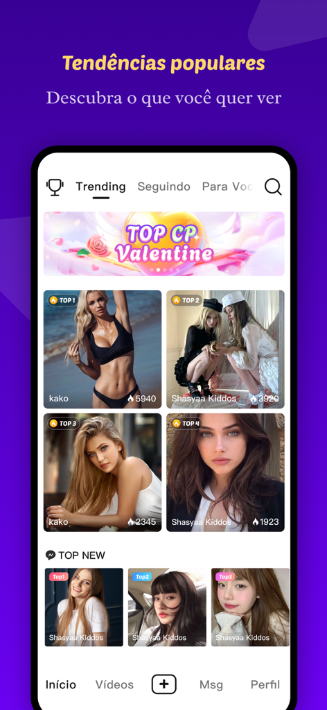 A display of popular live streams and trending creators on the Kako app