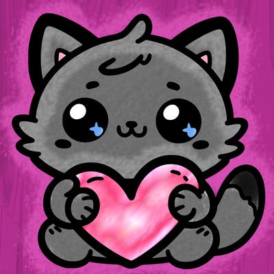 cartoon cat holding a heart