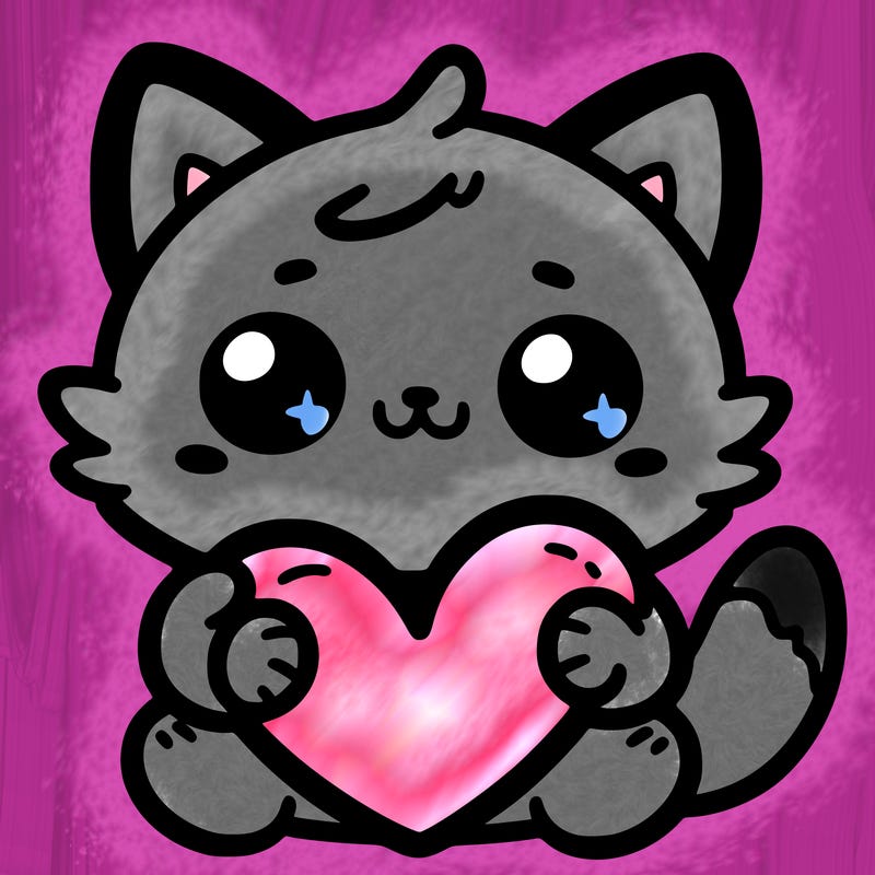 cartoon cat holding a heart