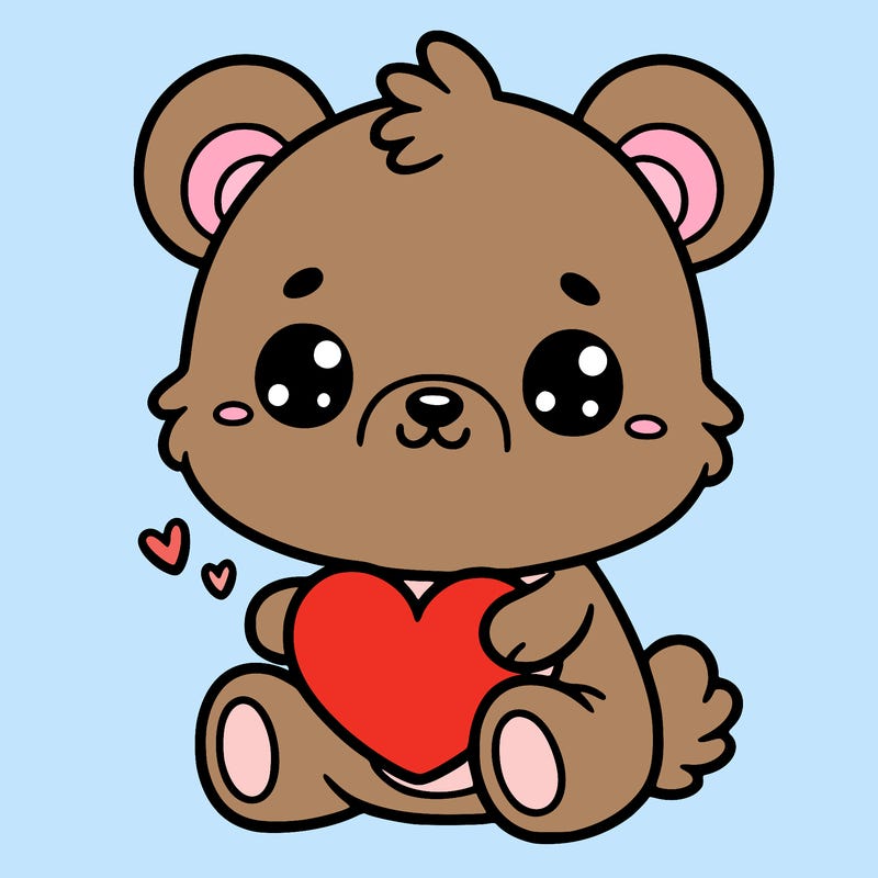 cute teddy bear with a heart in its hand