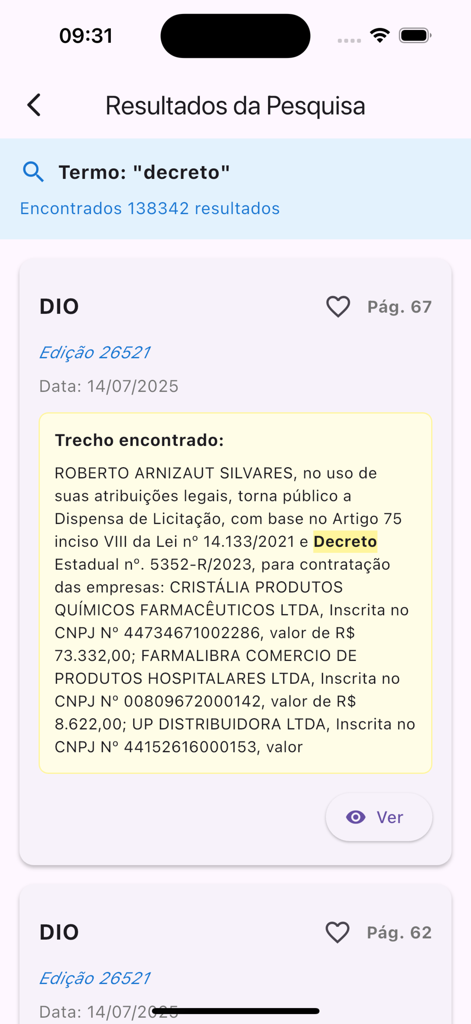 IOMAT - IOMAT app interface showing search results for a legal decree in the official state gazette.