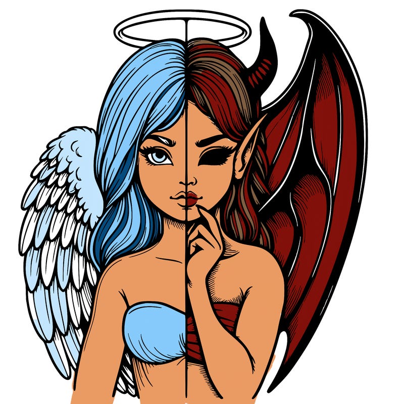 realistic angel half demon