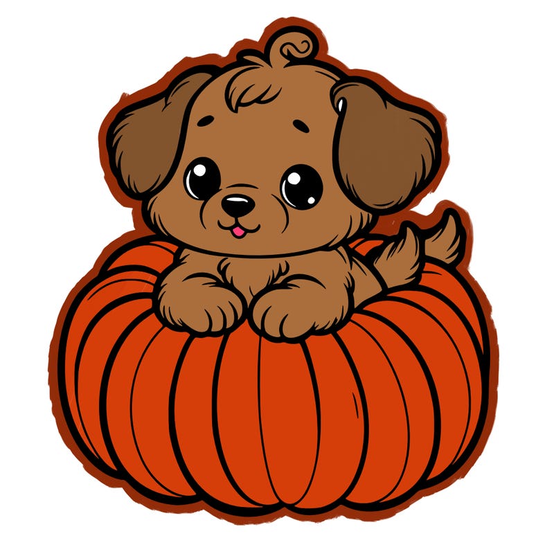 cute little puppy in a pumpkin