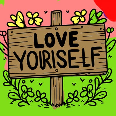 a sign where it is written: love yourself