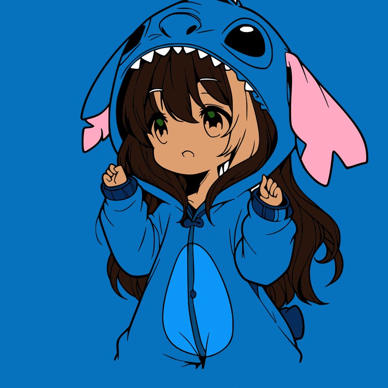 anime girl in a stitch onsie