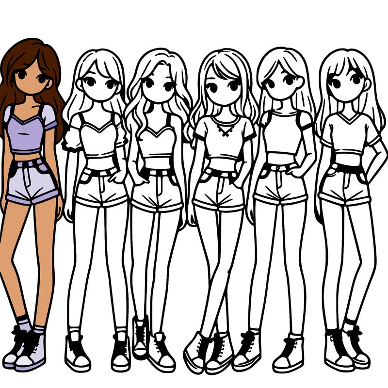 a group of girls wearing crop tops and shorts