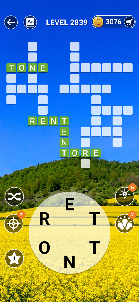 Word Scenery Master: Crossword - Word Scenery Master crossword gameplay with a nature landscape background